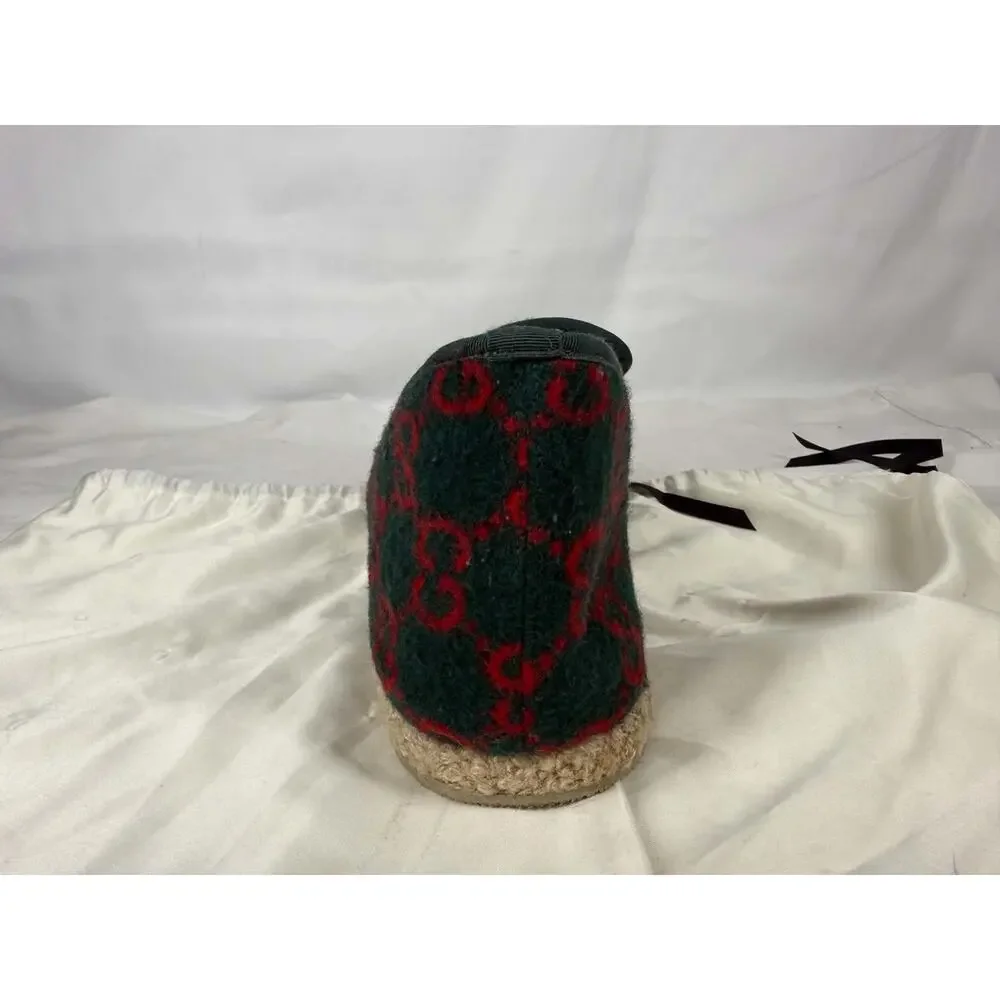 Gucci Fria Horsebit GG Monogram Logo Wool Slip On Loafers US 12.5 SPB-TS 371579